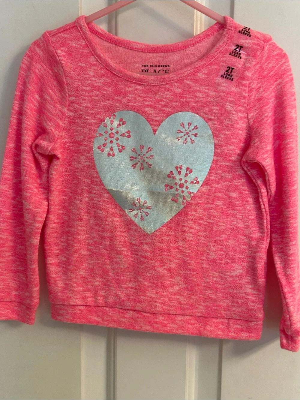 NWT- Girls The Children’s Place Pink Heart Graphic Long-Sleeve Top